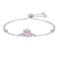 wholesale 925 Sterling Silver Birthstone Claddagh Bracelet for Women Irish Jewelry Gifts-October-Tourmaline