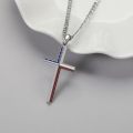 wholesale 925 Sterling Silver American Flag Cross Pendant with 3MM Cuban Link Chain - USA Jewelry for Men/Women (Length: 24)-0-5