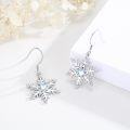 wholesale 925 Sterling Silver Metal Snowflake Christmas Dangle Earrings with Moonstone and Cubic Zirconia - Holiday  for Women-0-3