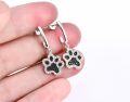 wholesale 925 Sterling Silver Black Paw Print Cubic Zirconia Huggie Hoop Earrings for Women-0-2