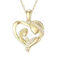 wholesale 14k Gold Mother Child Pendant Necklace Wholesale With Diamonds-Style 3