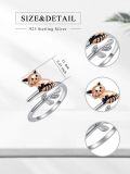 wholesale 925 Sterling Silver Animal Ring Highland Cow Panda Snake Koala Adjustable Open Ring for Women Christmas Birthday Gift-0-4