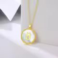wholesale Gold 925 Sterling Silver Mother of Pearl Initial B Pendant Necklace Wholesale for Women-0-2