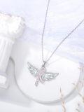 wholesale 925 Sterling Silver Angel Wings & Pink Ribbon Breast Cancer Awareness Pendant Necklace-0-3