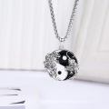 wholesale 925 Sterling Silver Tiger Ying Yang Necklace for Men Women Black Onyx Gemstone Pendant Chain s 45cm Length-0-5