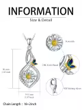 TOUPOP Sterling Silver Rose Sunflower Daisy Rotatable Fidget Pendant Necklace-0-5
