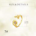 wholesale 14K Gold Adjustable Sunflower Open Ring Jewelry Gift for Women Her-0-25
