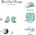 wholesale 925 Sterling Silver Green Opal Marquise Leaf Stud Earrings for Women - Nature Inspired -0-3