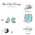 wholesale 925 Sterling Silver Green Opal Marquise Leaf Stud Earrings for Women - Nature Inspired -0-3