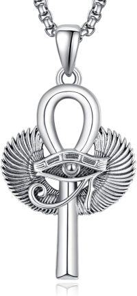 wholesale 925 Sterling Silver Ankh Key of Life Eye Of Horus Pendant Necklaces For Men/Women Gothic Egyptian s-A-Ankh Cross(silver)