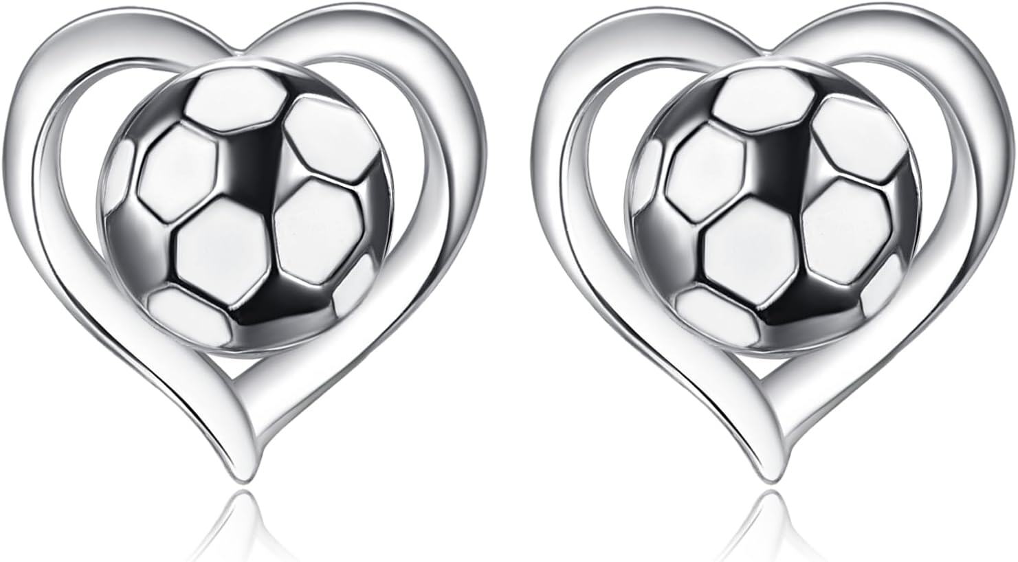  Sterling Silver Heart Stud Sports Game Earrings Jewelry Gifts for Women -0-0