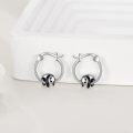 wholesale 925 Sterling Silver Black Enamel Panda Charm Huggie Hoop Earrings for Women-0-1