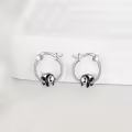 wholesale 925 Sterling Silver Black Enamel Panda Charm Huggie Hoop Earrings Wholesale for Women-0-1