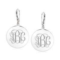 wholesale 925 Sterling Silver Monogram Dangle Earrings-White Sterling Silver