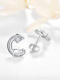 wholesale 925 Sterling Silver Sloth Moon Stud Earrings - Hypoallergenic Jewelry for Women-0-1