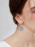 wholesale 925 Sterling Silver Blue Moonstone Filigree Drop Earrings for Women-0-4
