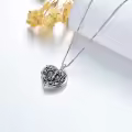 TOUPOP Sterling Silver Rose Heart Locket Pendant Necklace Gift Always In My Heart-0-2