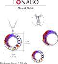 wholesale 925 Sterling Silver Rainbow Crystal Round Triple Goddess Glowing Moon Phase Pendant Necklace for Women-0-5