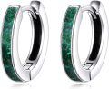 wholesale Sterling Silver Crushed Stone Gemstone Hoop Earrings for Women-0-6