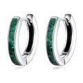 wholesale 925 Sterling Silver Black Crushed Stone Huggie Hoop Earrings for Women-0-6