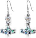 wholesale 925 Sterling Silver Opalite Tree of Life Thors Hammer Compass Dangle Drop Earrings Gift for Her-0-0