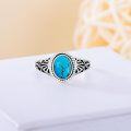 wholesale 925 Sterling Silver Natural Turquoise Stone Boho Style Adjustable Band Ring for Women-0-1