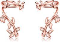 wholesale 925 Sterling Silver Leaf Ear Cuff Earrings Non-Piercing Clip-On Cartilage s for Women-Rose Gold