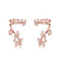 wholesale 925 Sterling Silver Leaf Ear Cuff Earrings Non-Piercing Clip-On Cartilage s for Women-Rose Gold
