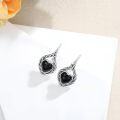 wholesale 925 Sterling Silver Black Onyx Celtic Knot Vintage Earrings for Women-0-2
