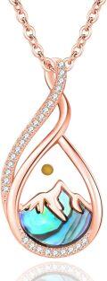 wholesale 925 Sterling Silver Abalone Shell and Citrine Mountain Pendant Necklace Christian Faith Jewelry-0-0
