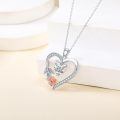 wholesale 925 Sterling Silver Angel Wing & Rose Heart Pendant Necklace for Women-0-2