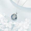wholesale 925 Sterling Silver Round Blue Crystal 50th Anniversary Tree of Life Necklace for Women and Men-0-2