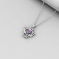 wholesale 925 Sterling Silver Purple Amethyst Scottish Thistle Celtic Knot Pendant Necklace s for Women-0-5