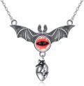 wholesale 925 Sterling Silver Bat Pendant Necklaces with Red Eye and Heart Charm Gothic s for Women-0-0