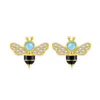 TOUPOP 925 Sterling Silver Cute Animal Stud Earrings Butterfly Bee Dinosaur Gifts-style_name:Bee