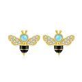 TOUPOP 925 Sterling Silver Cute Animal Stud Earrings Butterfly Bee Dinosaur-0-0