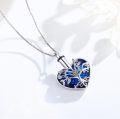 wholesale 925 Sterling Silver Heart Shaped Blue Crystal Tree of Life Pendant Keepsake Urn Necklace for Ashes-0-1