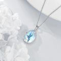 wholesale 925 Sterling Silver Fox Pendant Necklace Wholesale With Rose Gold Flowers-0-4