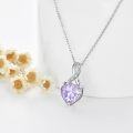 wholesale 925 Sterling Silver 1 10cttw Real Cubic Zirconias Heart Birthstone Necklace for Women Mom Wife-0-3