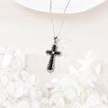 wholesale 925 Sterling Silver Black Onyx and Cubic Zirconia Celtic Cross Pendant Necklace for Women Men Christian Catholic Faith Gift-0-4