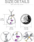 wholesale 925 Sterling Silver Flamingo Palm Tree Heart Shape Pendant Necklace for Women Girls Gifts-0-3
