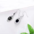 wholesale 925 Sterling Silver Black Onyx Drop Earrings with Intricate Design-0-2