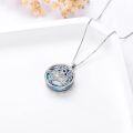 wholesale TOUPOP Wave Sea Turtle Necklace For Women Sterling Silver Blue Circle Crystal Pendant Necklaces For Her Jewelry Birthday Anniversary Christmas -0-4