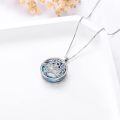 TOUPOP Sterling Silver Blue Crystal Wave Sea Turtle Circle Pendant Necklace-0-4