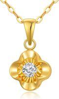 wholesale 18K Gold Flower Shape Diamond Pendant Necklace - 18th Anniversary Gift for Women-0-0