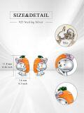 wholesale 925 Sterling Silver Carrot-Shaped Bunny Studs - Adorable Rabbit Easter  for Girls and Women-0-1