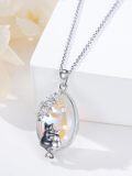 wholesale 925 Sterling Silver Cat Family Pendant Necklace with Blue Stone and Cubic Zirconia for Women's Gift-0-3