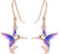 wholesale 925 Sterling Silver Purple Opal Hummingbird Dangle Drop Earrings for Women-0-0