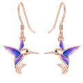 wholesale 925 Sterling Silver Purple Opal Hummingbird Dangle Drop Earrings for Women-0-0
