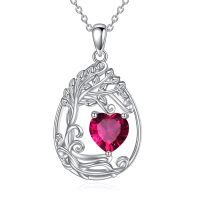 wholesale 925 Sterling Silver Heart Pendant Necklace Wholesale Gold Plated-07-Jul-Ruby